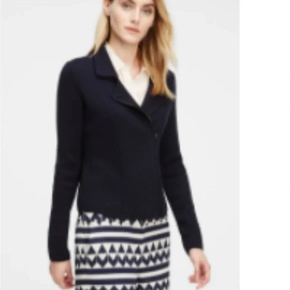 Ann Taylor L black moto sweater - Picture 2 of 9